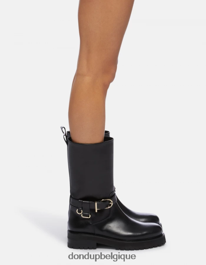 femmes chaussure DONDUP noir bottes motardes en cuir de veau nappa 8826D0454