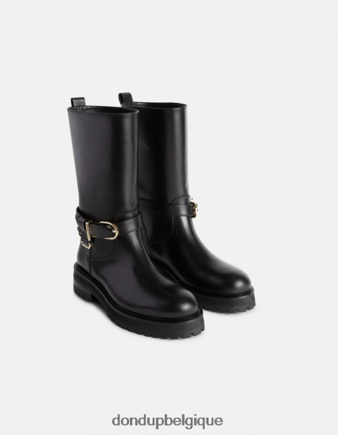 femmes chaussure DONDUP noir bottes motardes en cuir de veau nappa 8826D0454