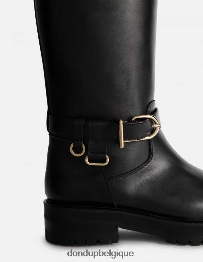 femmes chaussure DONDUP noir bottes motardes en cuir de veau nappa 8826D0454