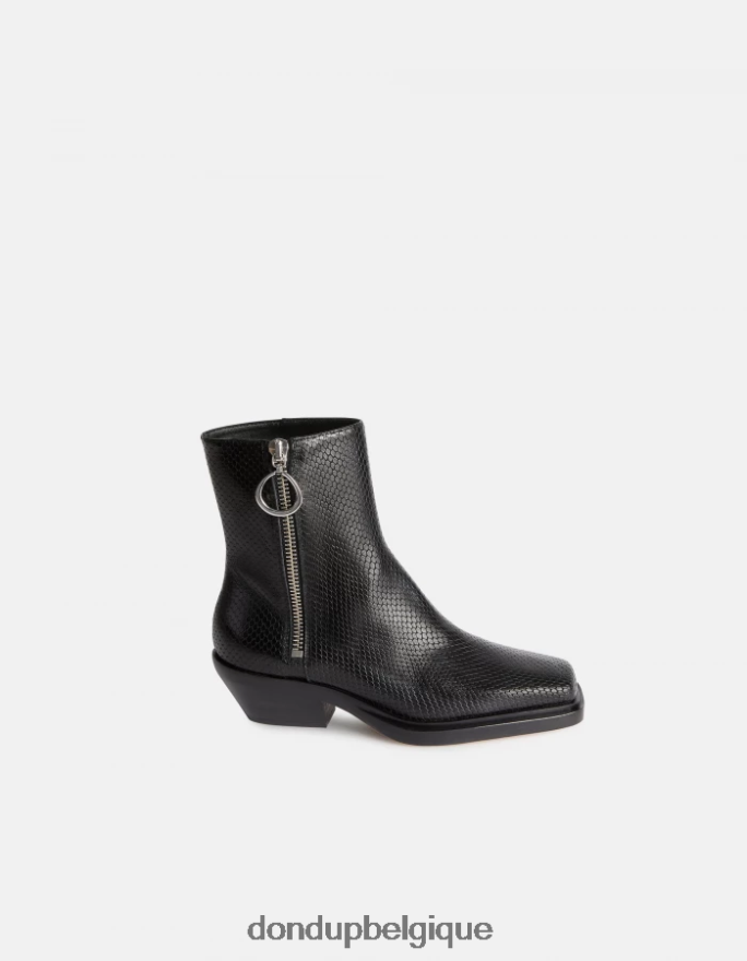 femmes chaussure DONDUP noir bottes western en cuir effet python 8826D0461