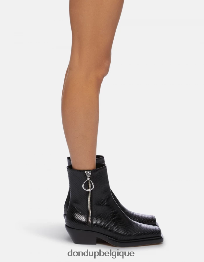 femmes chaussure DONDUP noir bottes western en cuir effet python 8826D0461