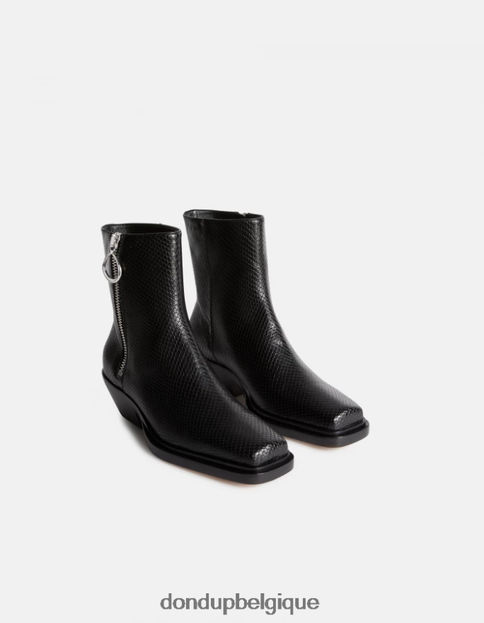 femmes chaussure DONDUP noir bottes western en cuir effet python 8826D0461