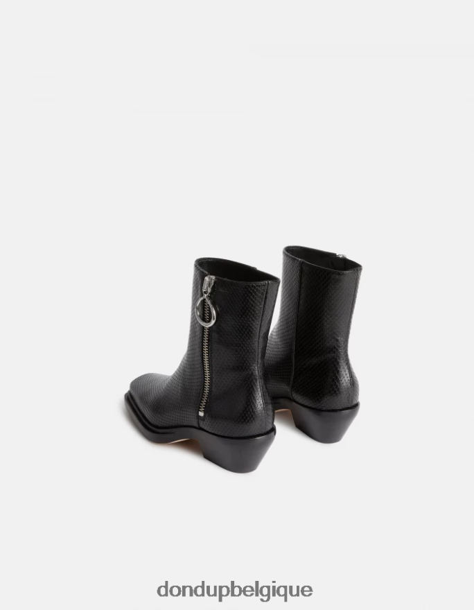 femmes chaussure DONDUP noir bottes western en cuir effet python 8826D0461