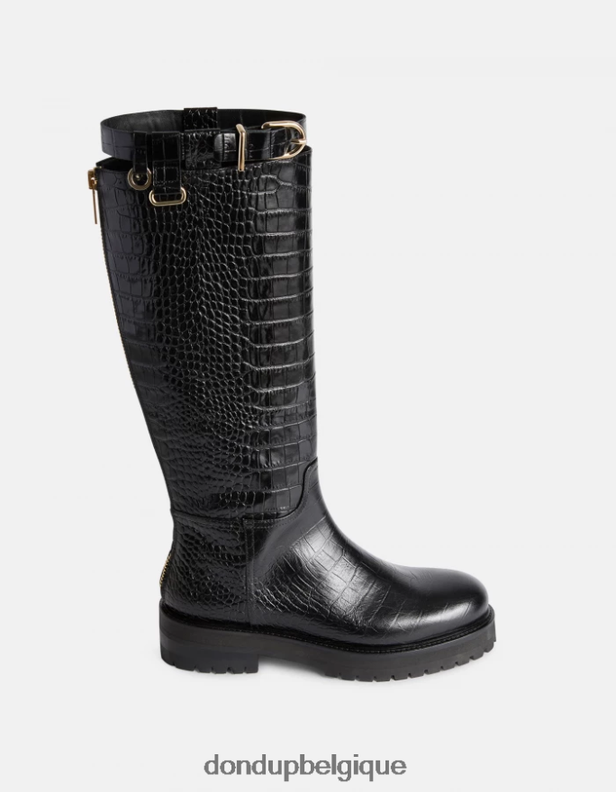 femmes chaussure DONDUP noir bottines en cuir effet crocodile 8826D0457
