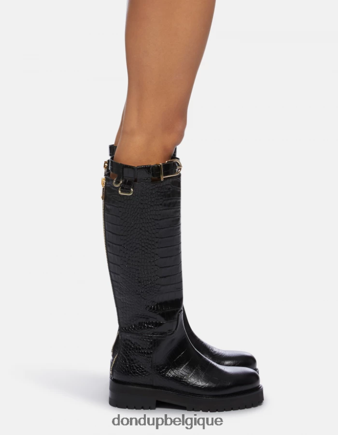 femmes chaussure DONDUP noir bottines en cuir effet crocodile 8826D0457
