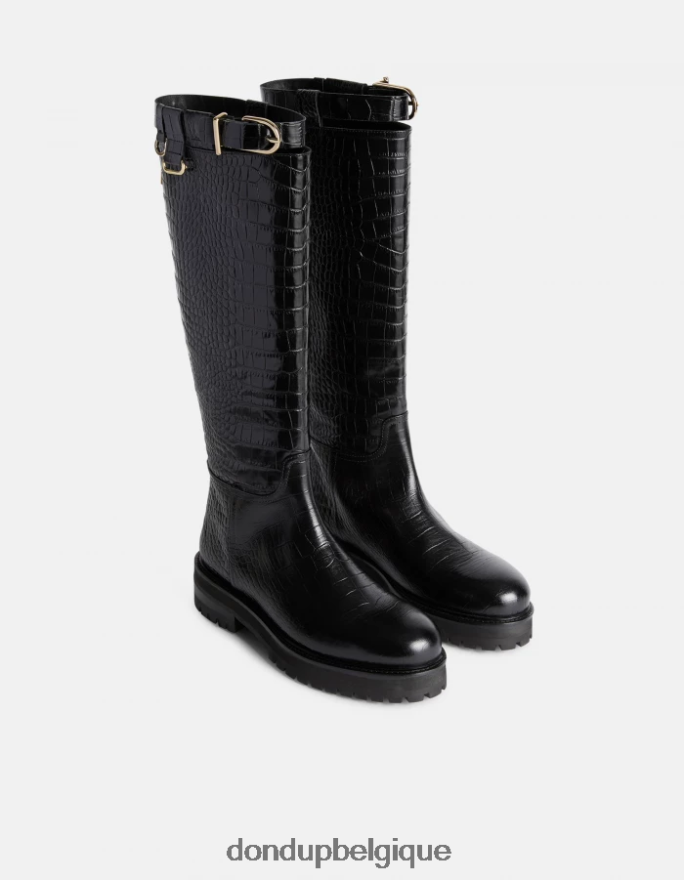 femmes chaussure DONDUP noir bottines en cuir effet crocodile 8826D0457