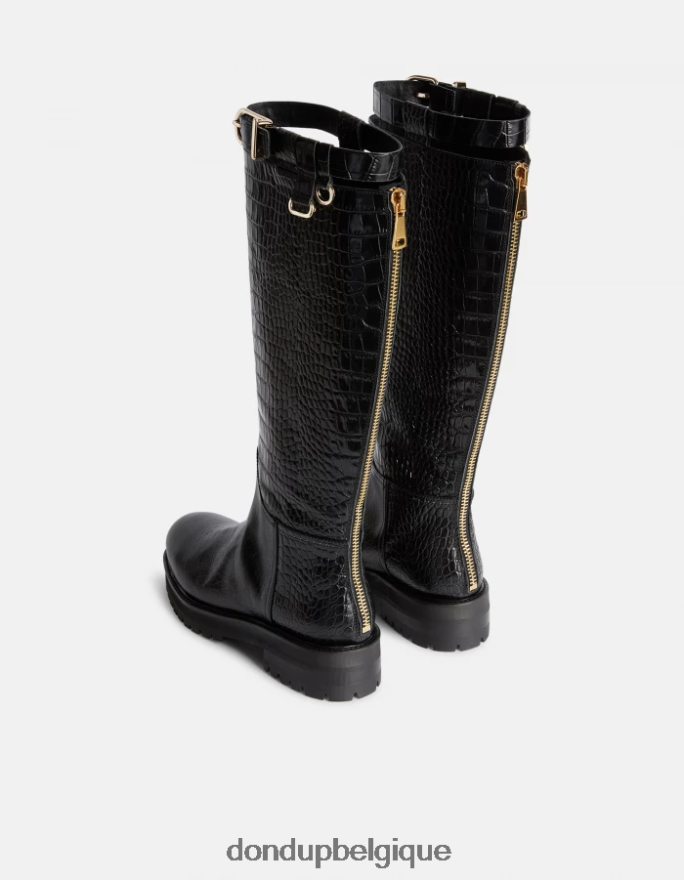 femmes chaussure DONDUP noir bottines en cuir effet crocodile 8826D0457