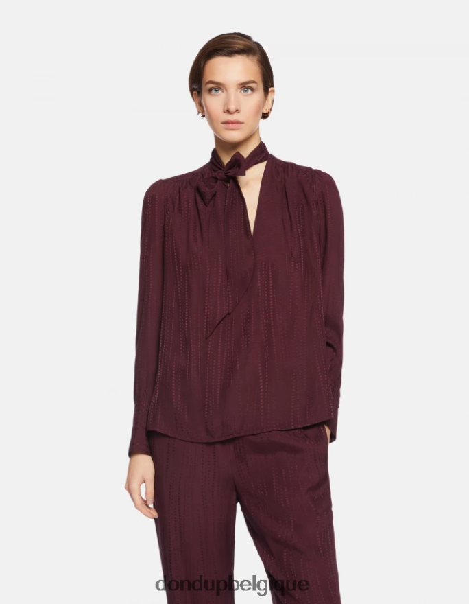 femmes vêtements DONDUP Prugna chemise coupe classique en soie mélangée 8826D0269