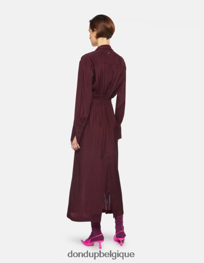 femmes vêtements DONDUP Prugna robe longue en soie mélangée 8826D0281