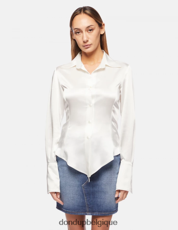 femmes vêtements DONDUP albâtre chemise slim en satin 8826D0254