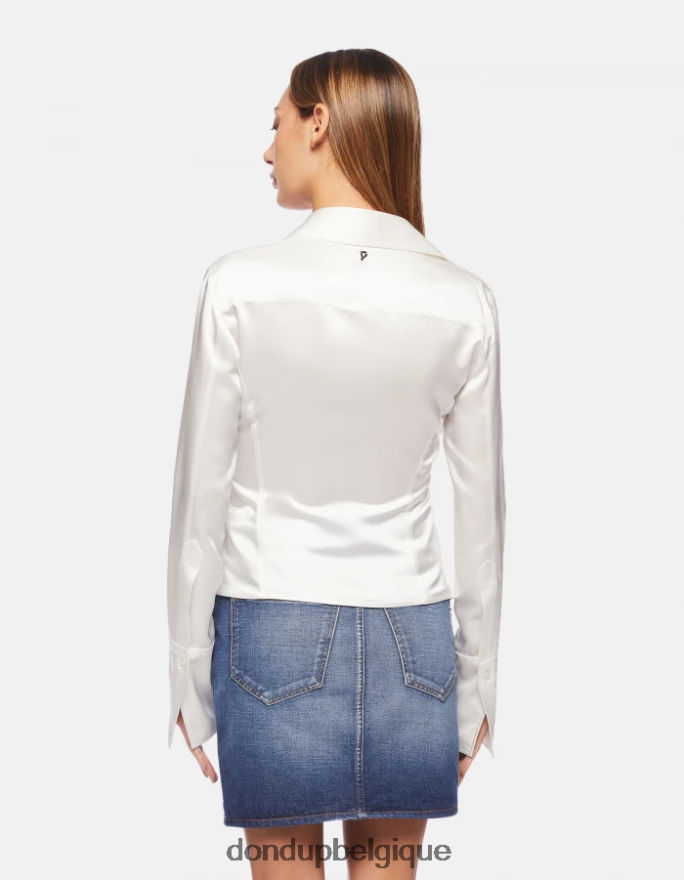 femmes vêtements DONDUP albâtre chemise slim en satin 8826D0254