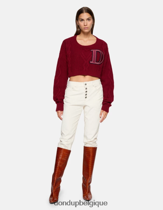 femmes vêtements DONDUP albâtre koons pantalon ample en velours 8826D0107
