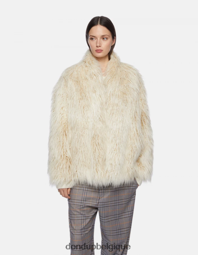 femmes vêtements DONDUP albâtre manteau ample en éco-fourrure mongole 8826D0359