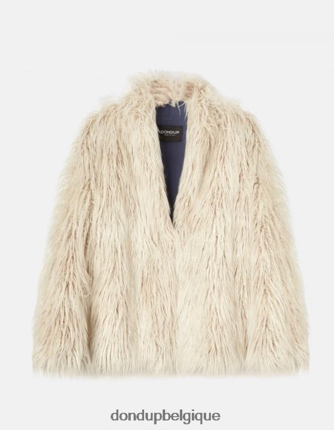 femmes vêtements DONDUP albâtre manteau ample en éco-fourrure mongole 8826D0359
