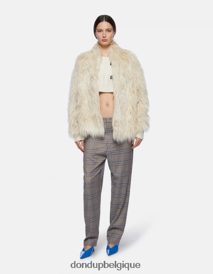 femmes vêtements DONDUP albâtre manteau ample en éco-fourrure mongole 8826D0359