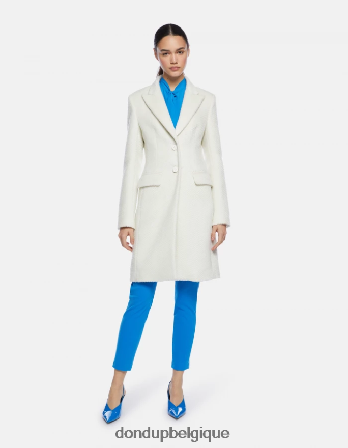 femmes vêtements DONDUP albâtre manteau en tissu à simple boutonnage 8826D0356