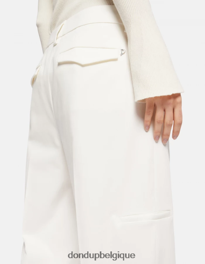 femmes vêtements DONDUP albâtre pantalon ample en coton kylie 8826D0213