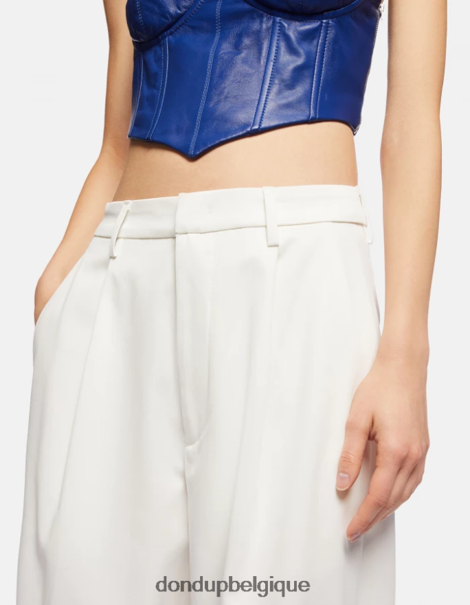 femmes vêtements DONDUP albâtre pantalon ample en coton tru 8826D0214