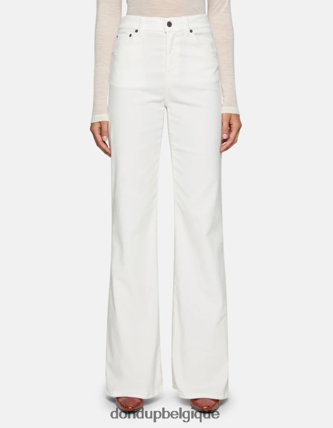 femmes vêtements DONDUP albâtre pantalon large en velours ambre 8826D029