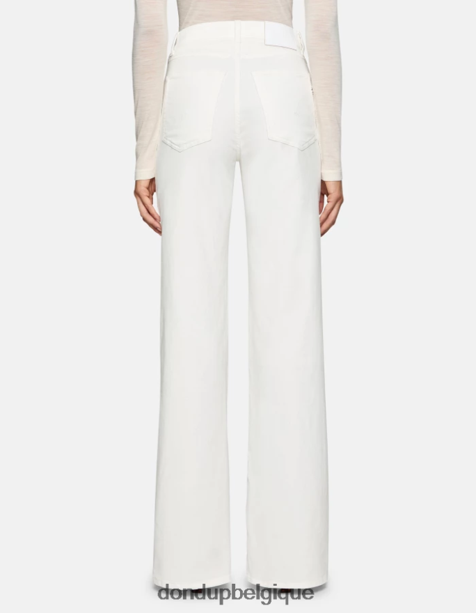 femmes vêtements DONDUP albâtre pantalon large en velours ambre 8826D029