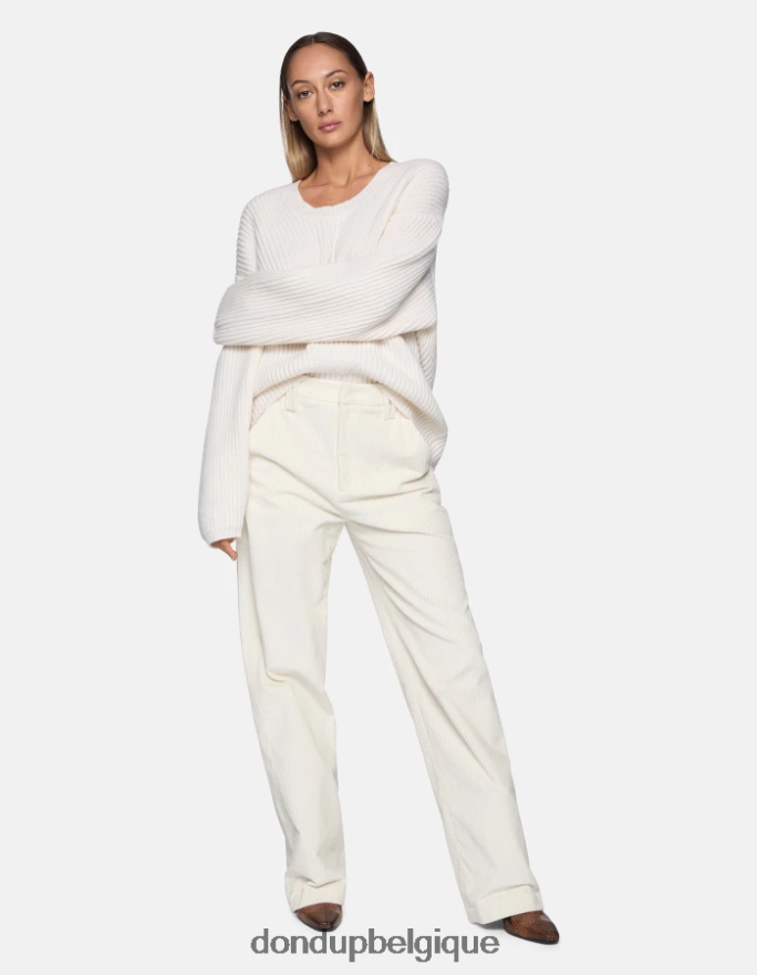 femmes vêtements DONDUP albâtre pantalon large en velours joan 8826D0133