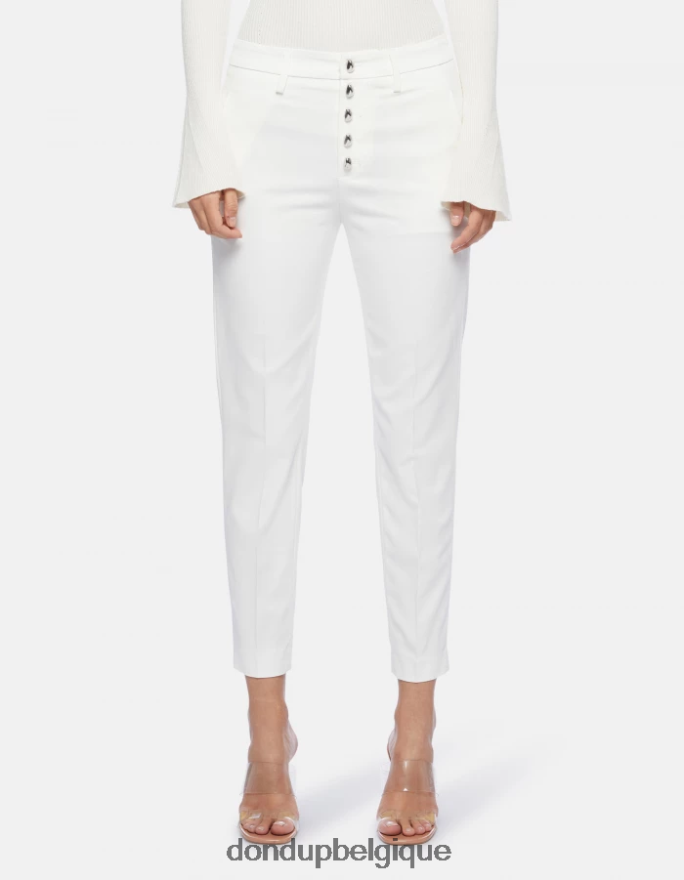 femmes vêtements DONDUP albâtre pantalon slim en coton Carmen 8826D0207