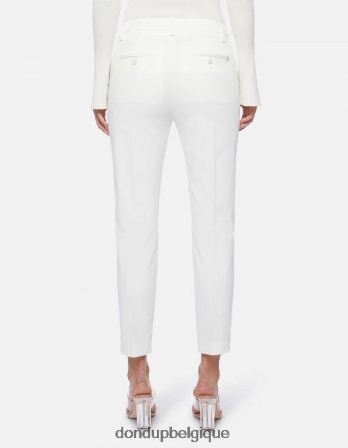 femmes vêtements DONDUP albâtre pantalon slim en coton Carmen 8826D0207
