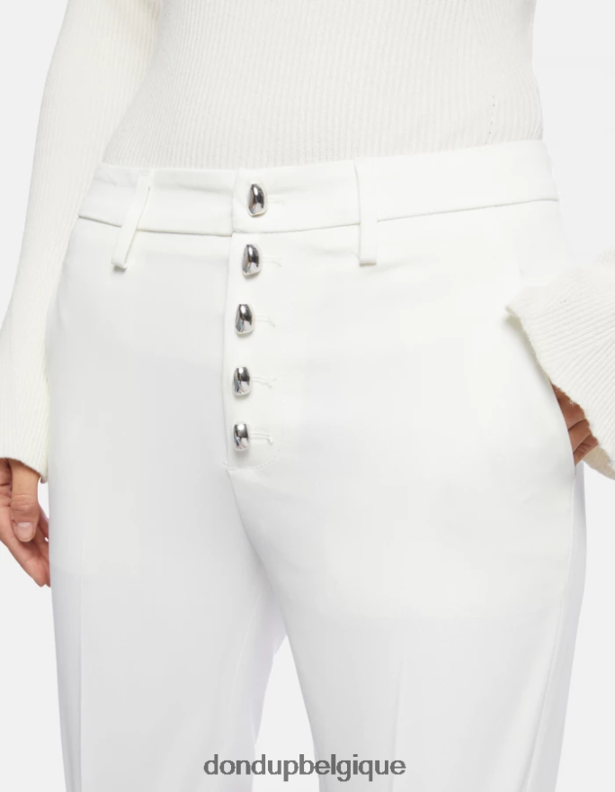 femmes vêtements DONDUP albâtre pantalon slim en coton Carmen 8826D0207