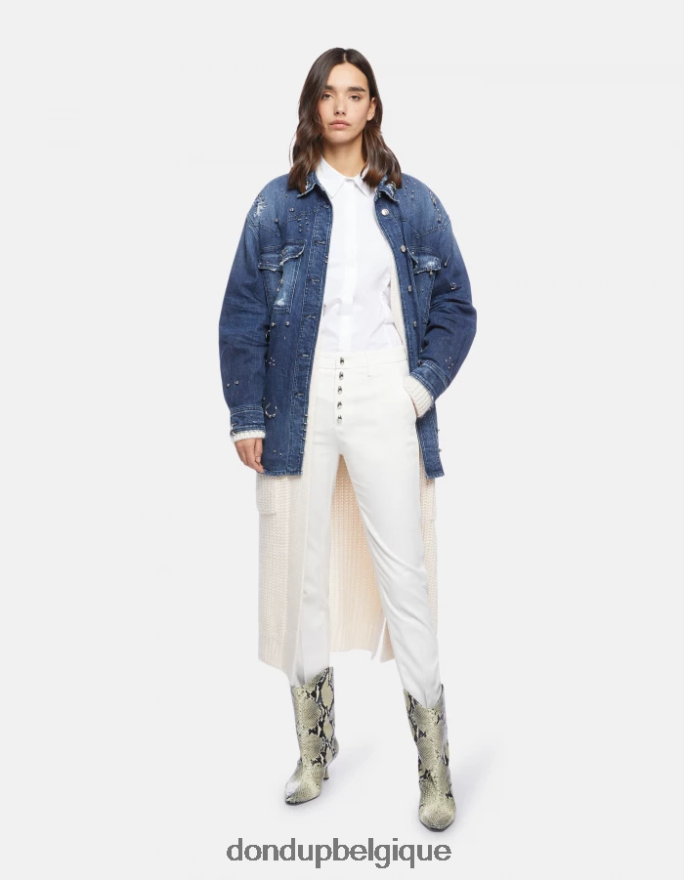 femmes vêtements DONDUP albâtre pantalon slim en coton Carmen 8826D0207