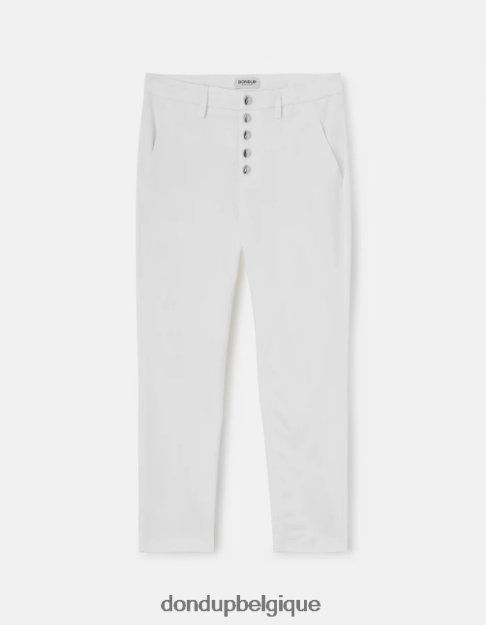 femmes vêtements DONDUP albâtre pantalon slim en coton Carmen 8826D0207