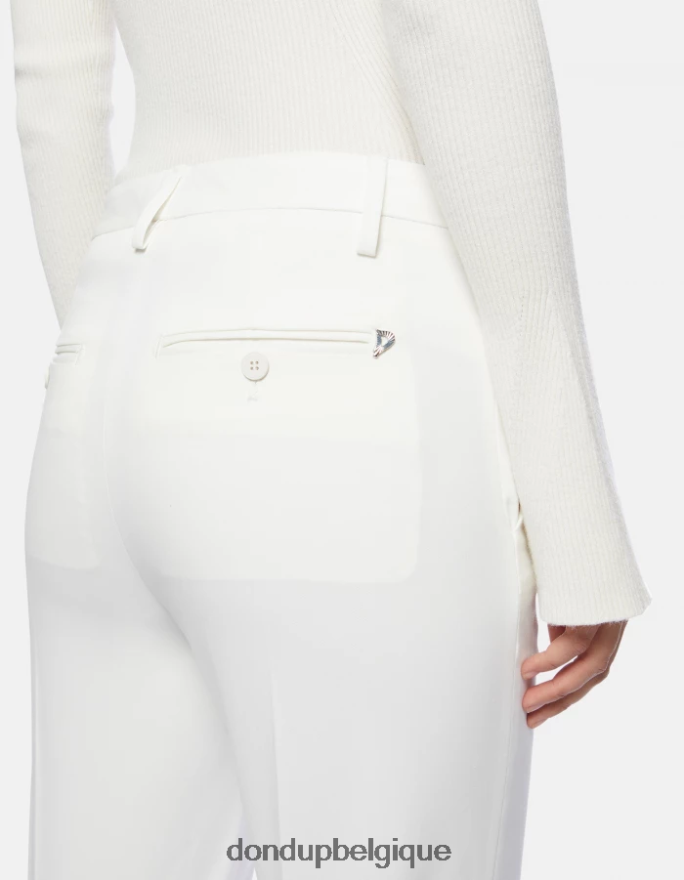 femmes vêtements DONDUP albâtre pantalon slim en coton Carmen 8826D0207