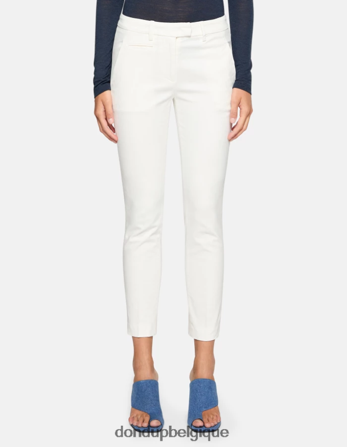 femmes vêtements DONDUP albâtre pantalon slim en coton parfait 8826D0176