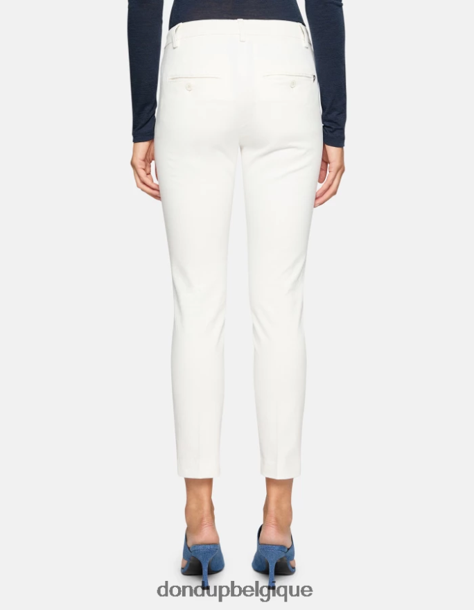 femmes vêtements DONDUP albâtre pantalon slim en coton parfait 8826D0176