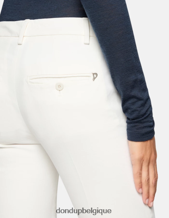femmes vêtements DONDUP albâtre pantalon slim en coton parfait 8826D0176