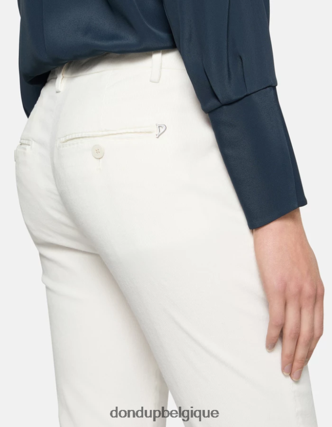 femmes vêtements DONDUP albâtre pantalon slim en velours parfait 8826D0153