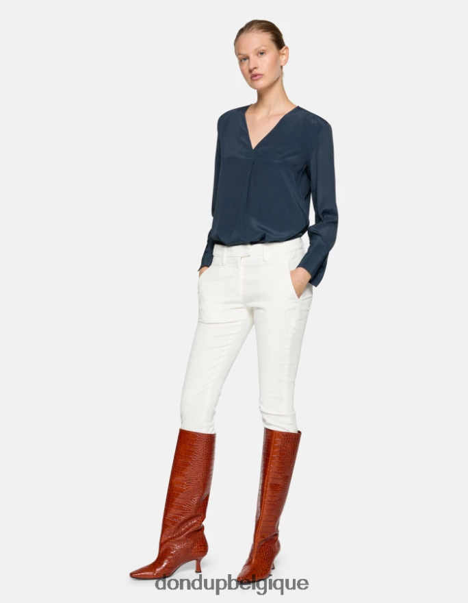 femmes vêtements DONDUP albâtre pantalon slim en velours parfait 8826D0153
