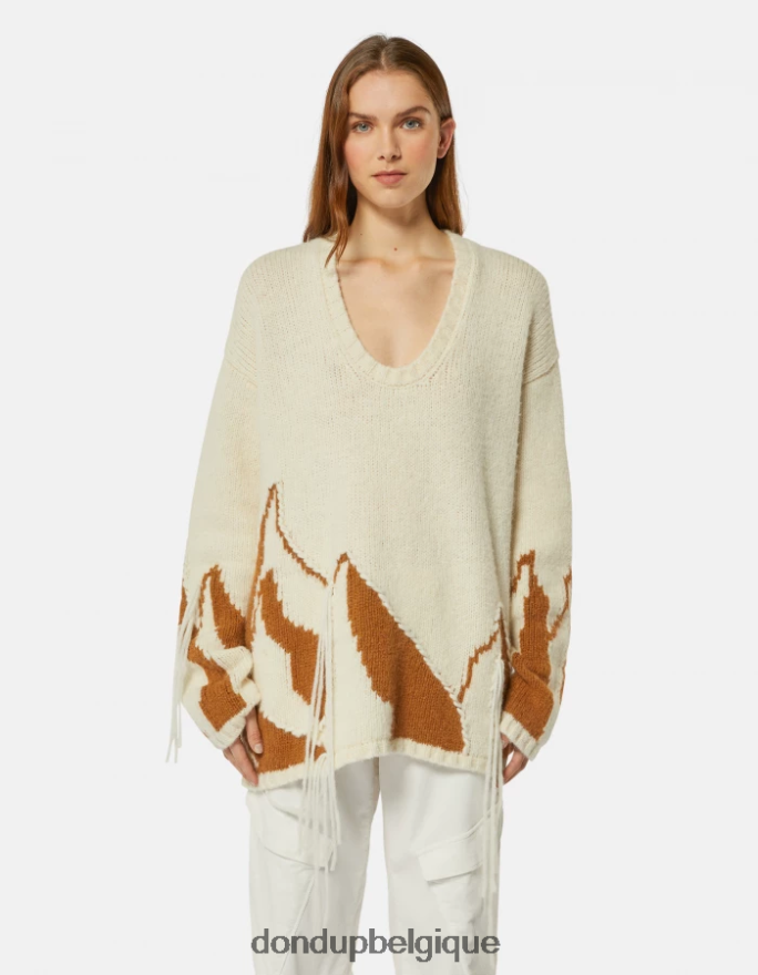 femmes vêtements DONDUP albâtre pull en laine dalpaga à col v 8826D0321