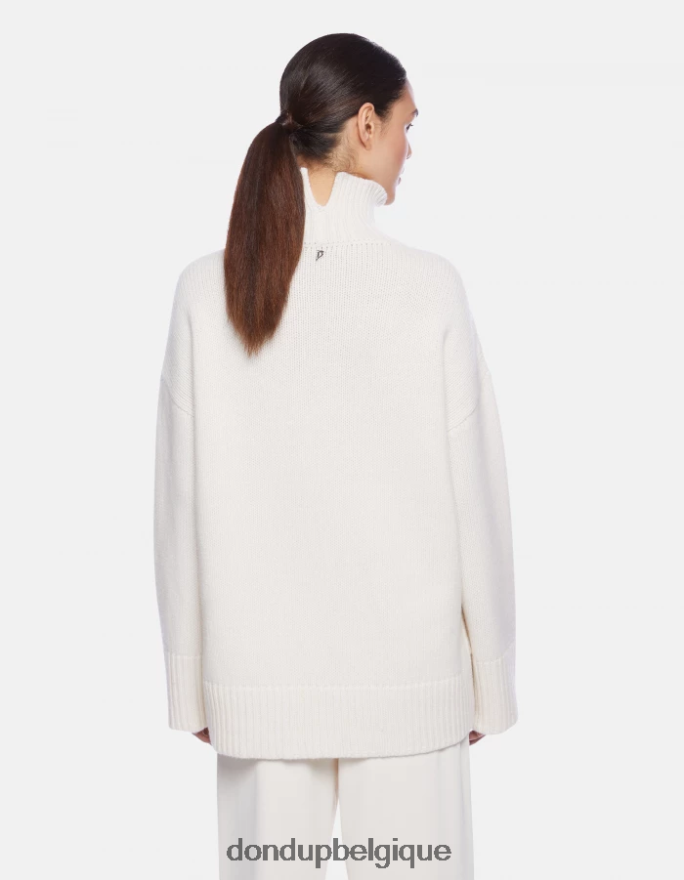 femmes vêtements DONDUP albâtre pull oversize à col polo en côtes anglaises 8826D0309