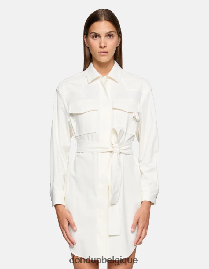 femmes vêtements DONDUP albâtre robe courte en coton 8826D0272