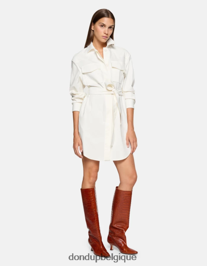 femmes vêtements DONDUP albâtre robe courte en coton 8826D0272