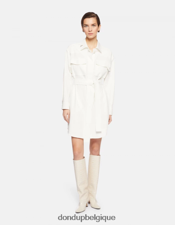 femmes vêtements DONDUP albâtre robe courte en coton 8826D0273