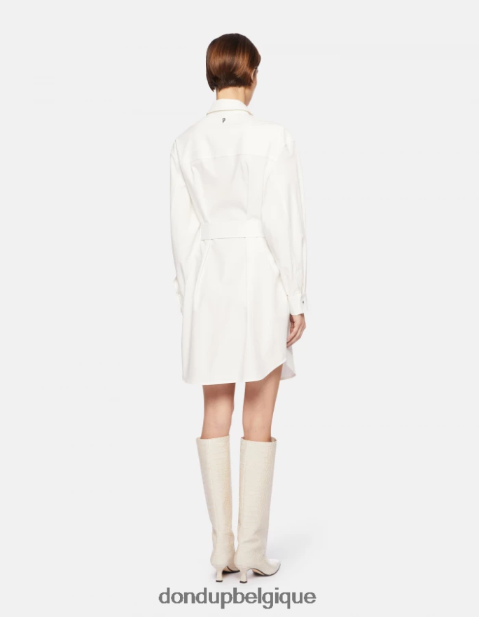 femmes vêtements DONDUP albâtre robe courte en coton 8826D0273