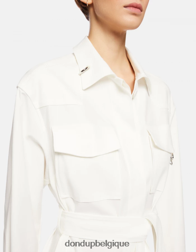 femmes vêtements DONDUP albâtre robe courte en coton 8826D0273