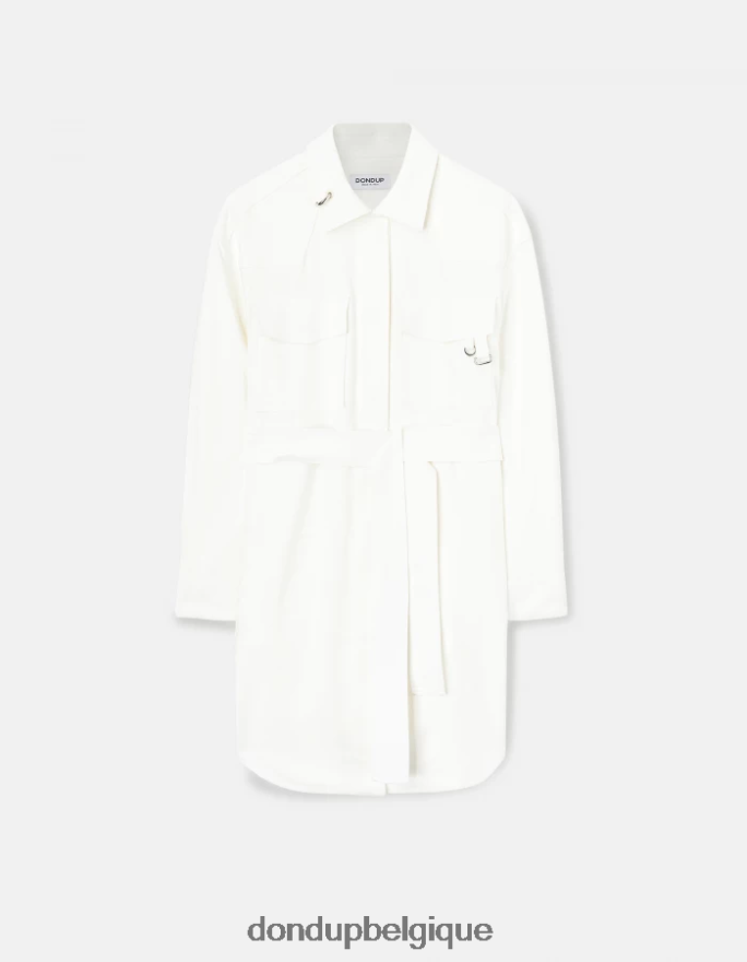 femmes vêtements DONDUP albâtre robe courte en coton 8826D0273