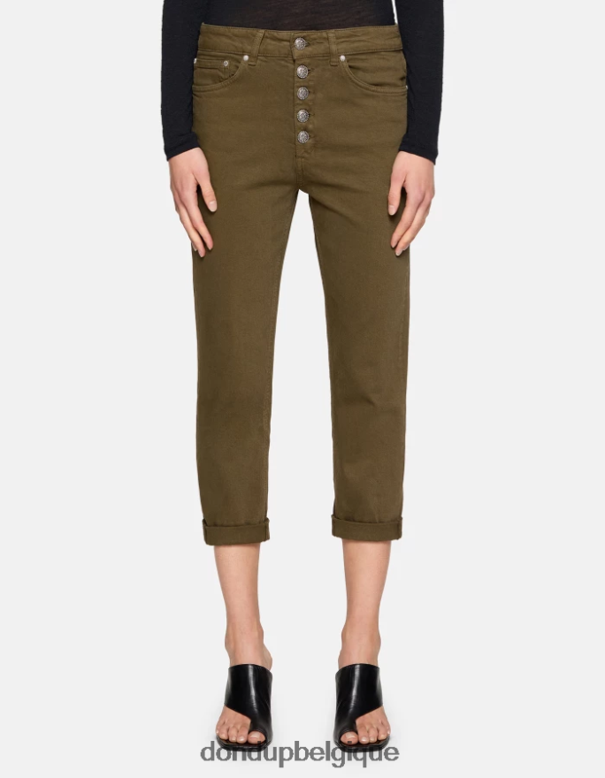 femmes vêtements DONDUP armée verte koons - jean ample en denim bull stretch 8826D033