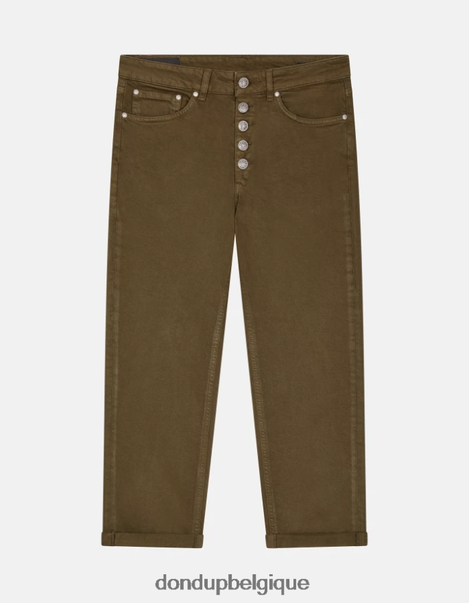 femmes vêtements DONDUP armée verte koons - jean ample en denim bull stretch 8826D033