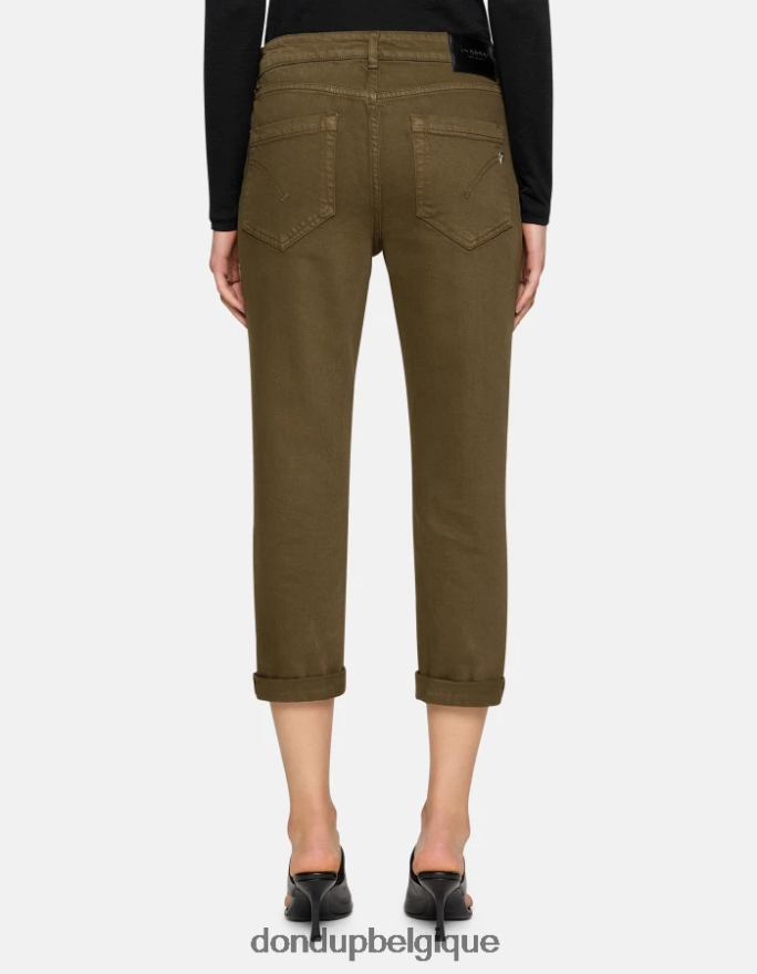 femmes vêtements DONDUP armée verte koons - jean ample en denim bull stretch 8826D033