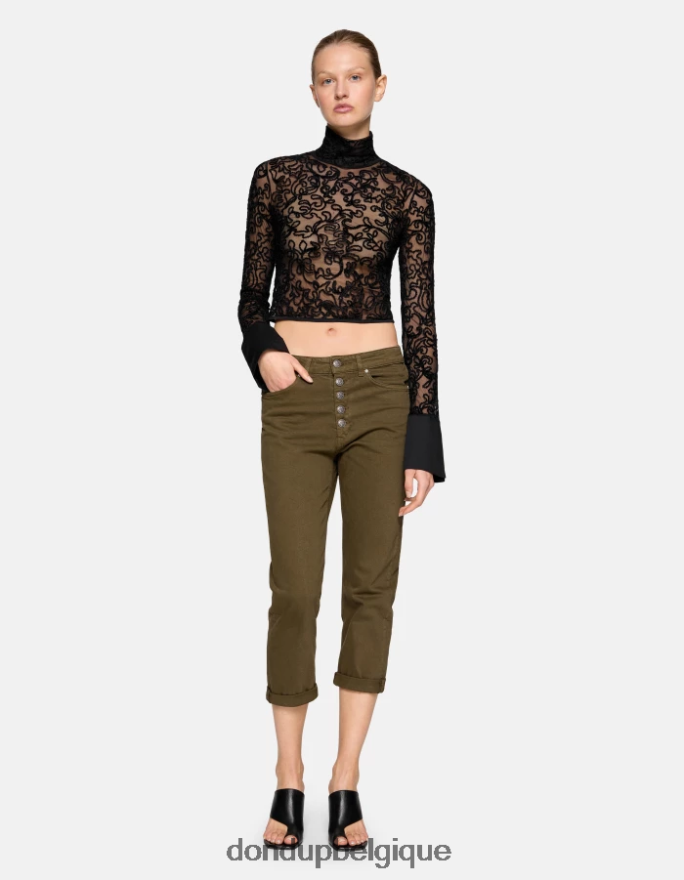 femmes vêtements DONDUP armée verte koons - jean ample en denim bull stretch 8826D033