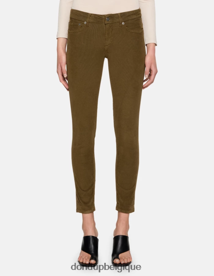 femmes vêtements DONDUP armée verte monroe pantalon skinny en velours 8826D013