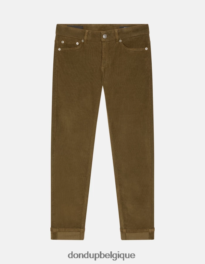 femmes vêtements DONDUP armée verte monroe pantalon skinny en velours 8826D013